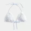 Neckholder-Triangel-Bikinioberteil mit Häkelbesatz