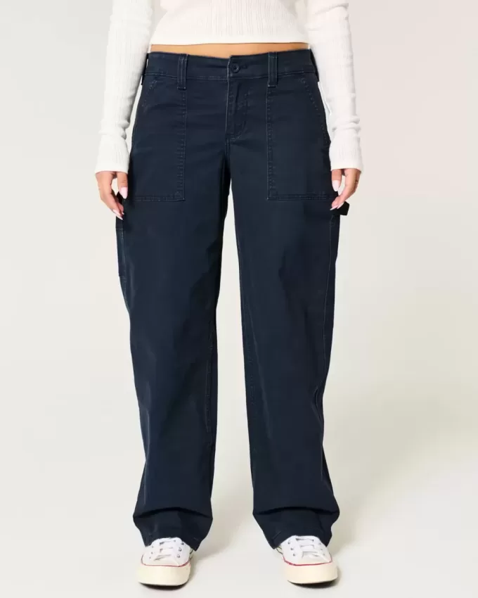 Niedrig geschnittene, konisch zulaufende Baggy-Zimmermannshose
