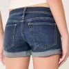 Niedrig geschnittene, zerrissene Shortie-Shorts aus dunkel gewaschenem Denim