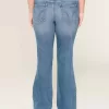 Niedrig sitzende Bootcut-Jeans mit Rissen in mittlerer Waschung