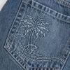 Niedrig sitzender Mini-Skort aus besticktem Denim