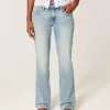 Niedrige Bootcut-Jeans mit mittlerer Waschung und Schmetterlingsstickerei