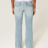 Niedrige Bootcut-Jeans mit mittlerer Waschung und Schmetterlingsstickerei