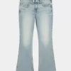 Niedrige Bootcut-Jeans mit mittlerer Waschung und Schmetterlingsstickerei