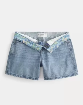 Niedrige, mittelhohe Jeansshorts mit Umschlagbund, 12,7 cm