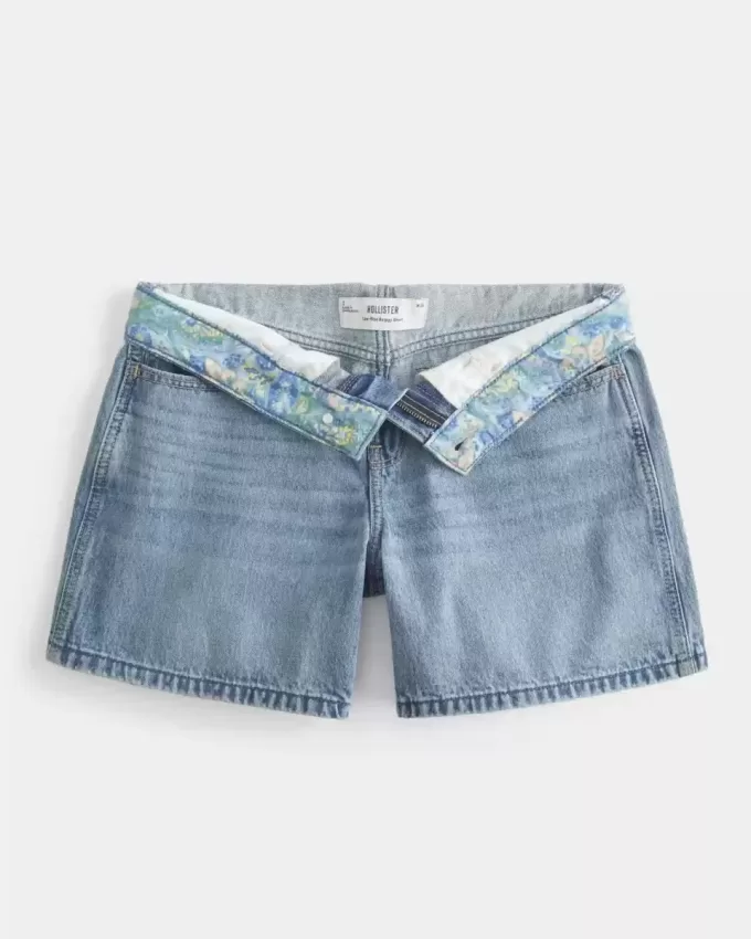 Niedrige, mittelhohe Jeansshorts mit Umschlagbund, 12,7 cm Niedrige, mittelhohe Jeansshorts mit Umschlagbund, 12,7 cm