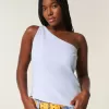 One-Shoulder-Top aus Leinenmischung