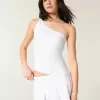 One-Shoulder-Top aus Leinenmischung