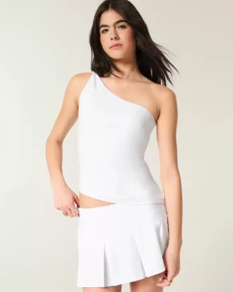 One-Shoulder-Top aus Leinenmischung