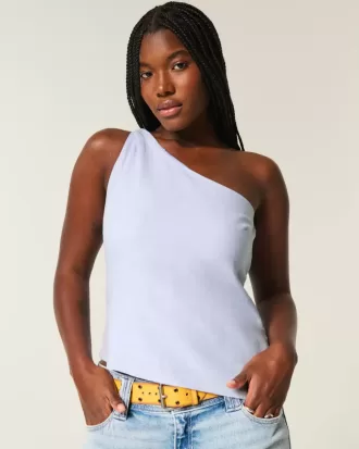 One-Shoulder-Top aus Leinenmischung