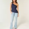 One-Shoulder-Top aus Leinenmischung