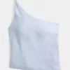 One-Shoulder-Top aus Leinenmischung