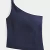 One-Shoulder-Top aus Leinenmischung