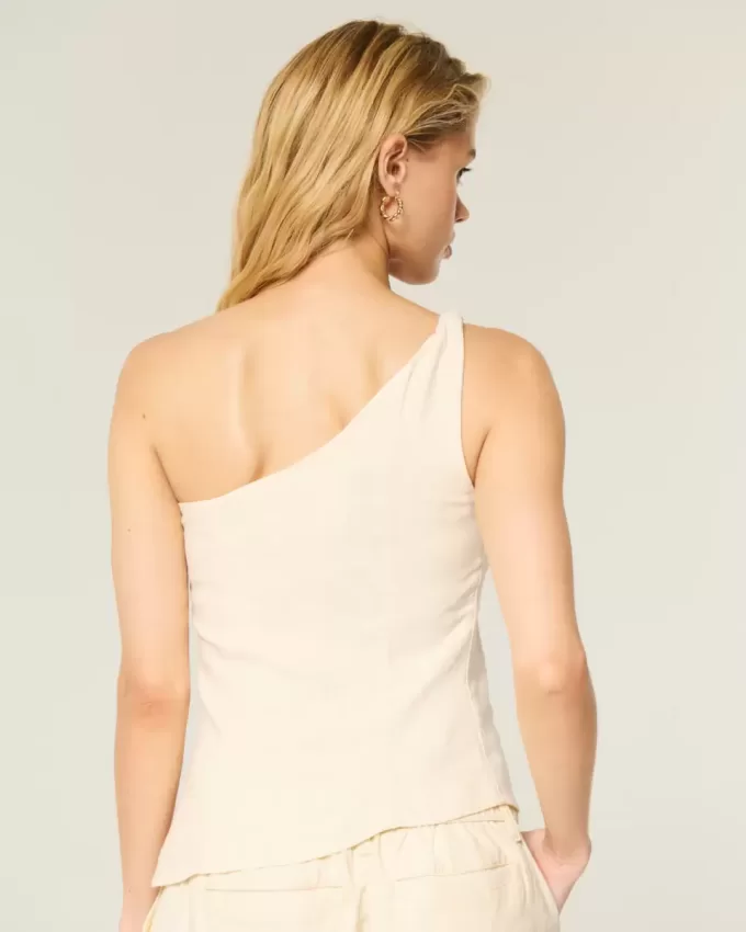 One-Shoulder-Top aus Leinenmischung One-Shoulder-Top aus Leinenmischung