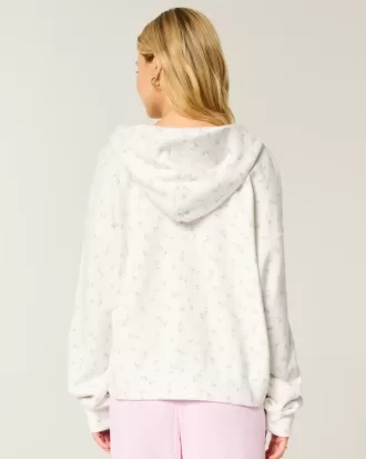 Oversize-Hoodie mit Reißverschluss und Blumenmuster