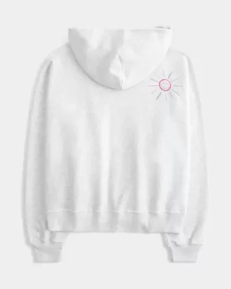 Oversize-Kapuzenpullover mit Palmengrafik und Reißverschluss
