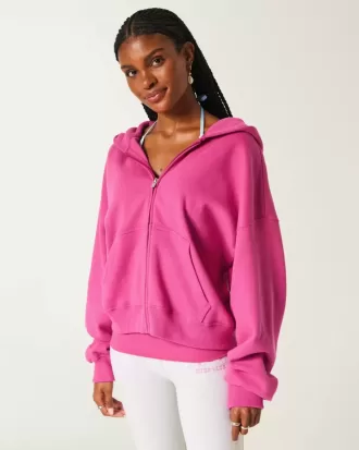 Oversize-Kapuzenpullover mit Reißverschluss