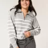 Oversize-Pullover mit Grafik und halbem Reißverschluss