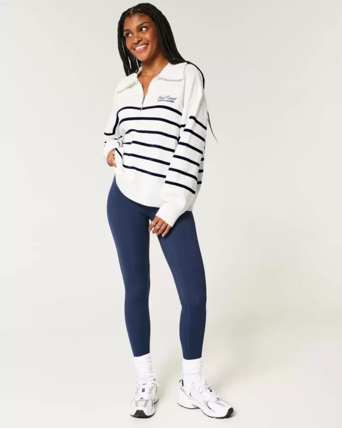 Oversize-Pullover mit Grafik und halbem Reißverschluss Oversize-Pullover mit Grafik und halbem Reißverschluss