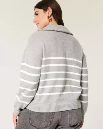 Oversize-Pullover mit Grafik und halbem Reißverschluss