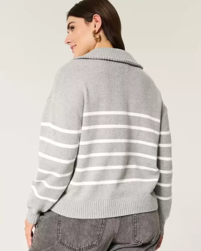 Oversize-Pullover mit Grafik und halbem Reißverschluss