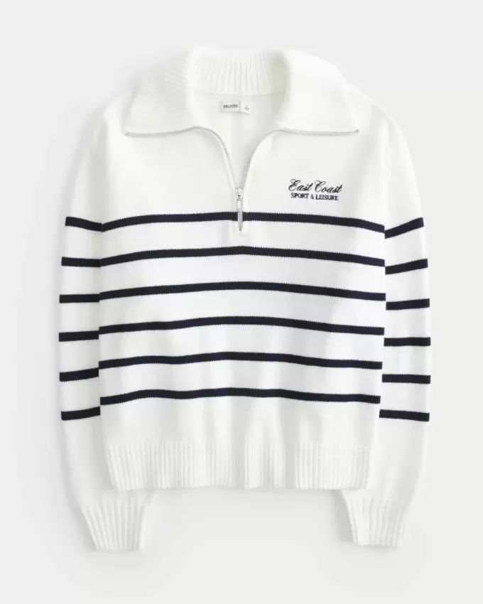 Oversize-Pullover mit Grafik und halbem Reißverschluss Oversize-Pullover mit Grafik und halbem Reißverschluss