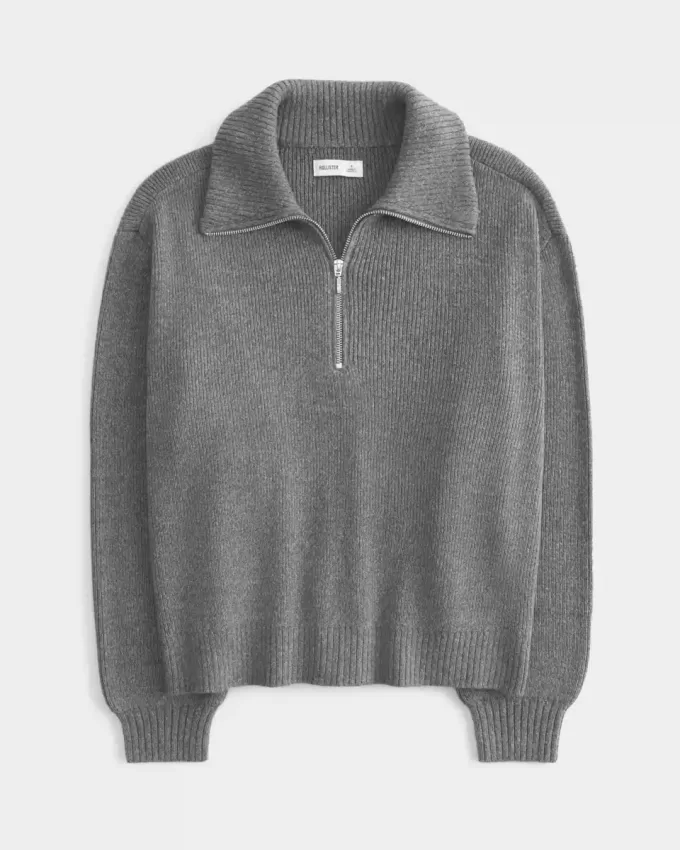 Oversize-Pullover mit halbem Reißverschluss Oversize-Pullover mit halbem Reißverschluss