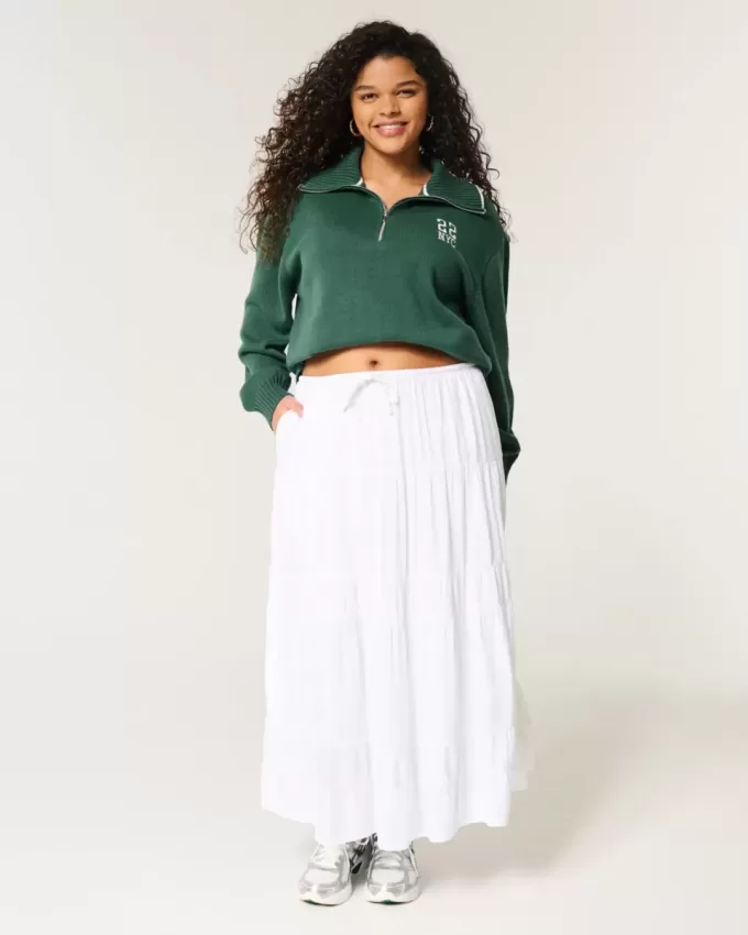 Oversize-Pullover mit NYC-Grafik und halbem Reißverschluss