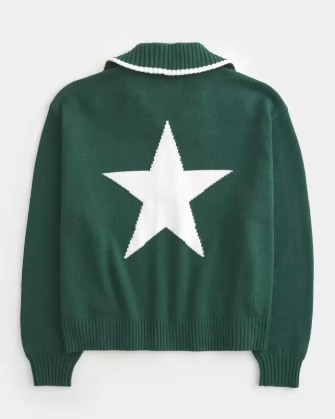 Oversize-Pullover mit NYC-Grafik und halbem Reißverschluss