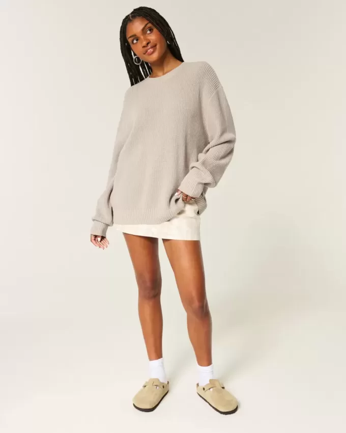 Oversize-Pullover mit Rundhalsausschnitt