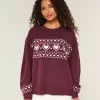 Oversize-Pullover mit Rundhalsausschnitt und Herzmuster