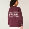 Oversize-Pullover mit Rundhalsausschnitt und Herzmuster