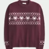 Oversize-Pullover mit Rundhalsausschnitt und Herzmuster
