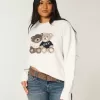 Oversize-Pullover mit Rundhalsausschnitt und Teddybär-Grafik Oversize-Pullover mit Rundhalsausschnitt und Teddybär-Grafik