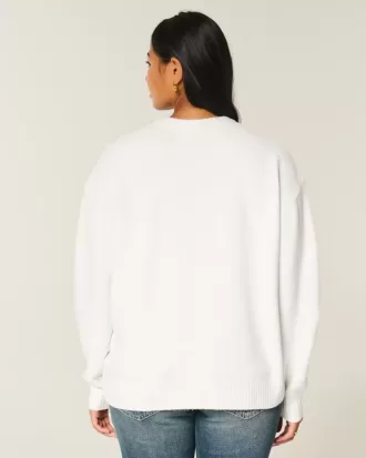 Oversize-Pullover mit Rundhalsausschnitt und Teddybär-Grafik