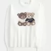 Oversize-Pullover mit Rundhalsausschnitt und Teddybär-Grafik Oversize-Pullover mit Rundhalsausschnitt und Teddybär-Grafik