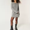 Oversize-Pulloverkleid mit Rundhalsausschnitt und Zopfmuster