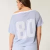 Oversize-Schulterfreies Trikot mit College-Grafik