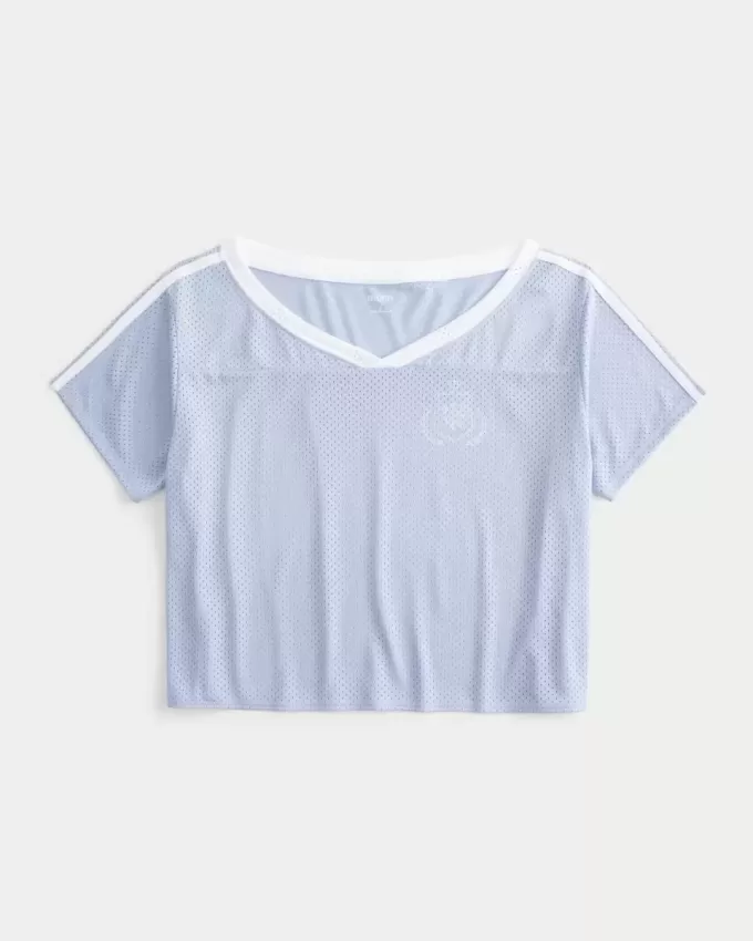 Oversize-Schulterfreies Trikot mit College-Grafik