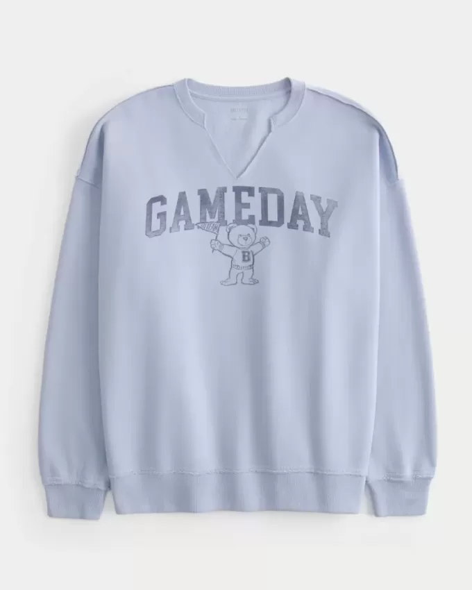 Oversize-Sweatshirt mit Gameday-Grafik und eingekerbtem Ausschnitt Oversize-Sweatshirt mit Gameday-Grafik und eingekerbtem Ausschnitt