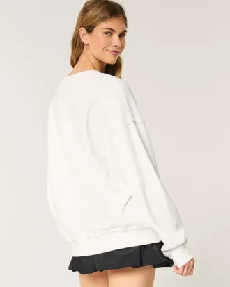 Oversize-Sweatshirt mit Grafik und eingekerbtem Ausschnitt der University of Texas