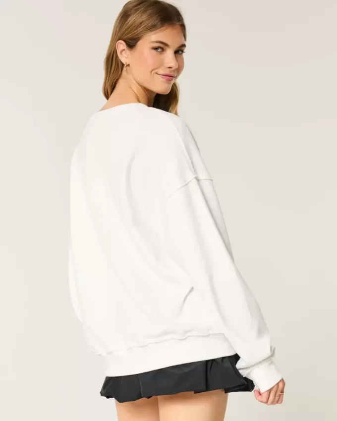 Oversize-Sweatshirt mit Grafik und eingekerbtem Ausschnitt der University of Texas