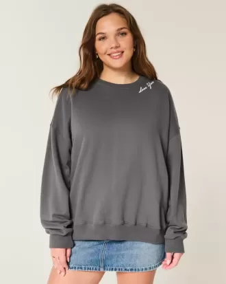 Oversize-Sweatshirt mit Rundhalsausschnitt und Engelsflügel-Grafik