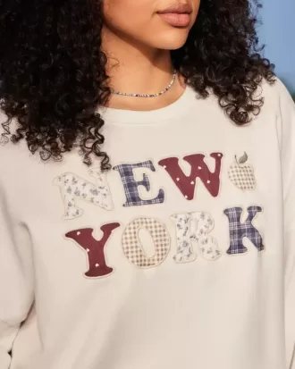 Oversize-Sweatshirt mit Rundhalsausschnitt und New York-Grafik