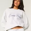 Oversize-Sweatshirt mit Rundhalsausschnitt und Ocean Beach-Grafik Oversize-Sweatshirt mit Rundhalsausschnitt und Ocean Beach-Grafik