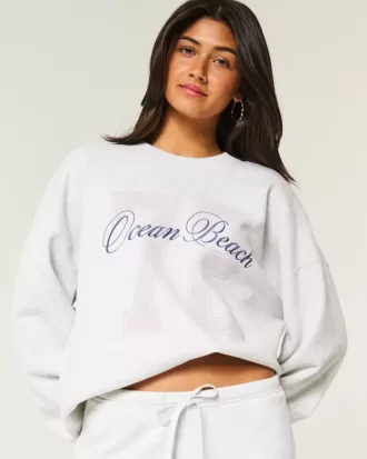 Oversize-Sweatshirt mit Rundhalsausschnitt und Ocean Beach-Grafik