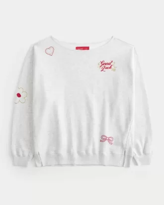Oversize-Sweatshirt mit schulterfreiem Schnitt und Grafik zum Mondneujahr