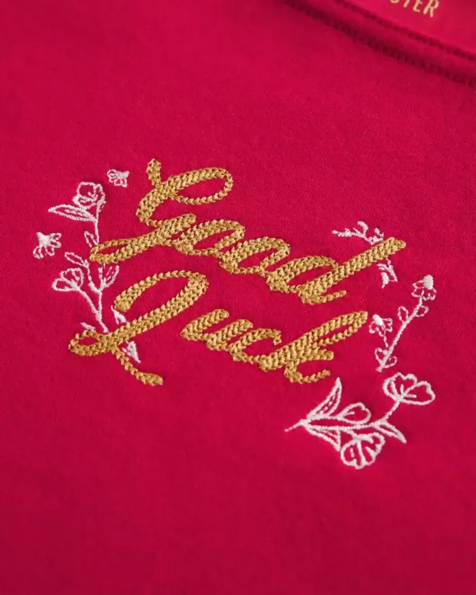 Oversize-Sweatshirt mit schulterfreiem Schnitt und Grafik zum Mondneujahr