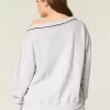 Oversize-Sweatshirt mit V-Ausschnitt und NYC-Grafik Oversize-Sweatshirt mit V-Ausschnitt und NYC-Grafik