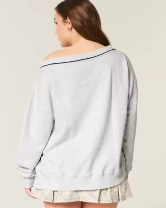 Oversize-Sweatshirt mit V-Ausschnitt und NYC-Grafik